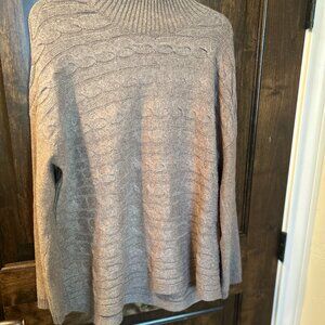 JJill cable knit sweater - light brown - tunic style